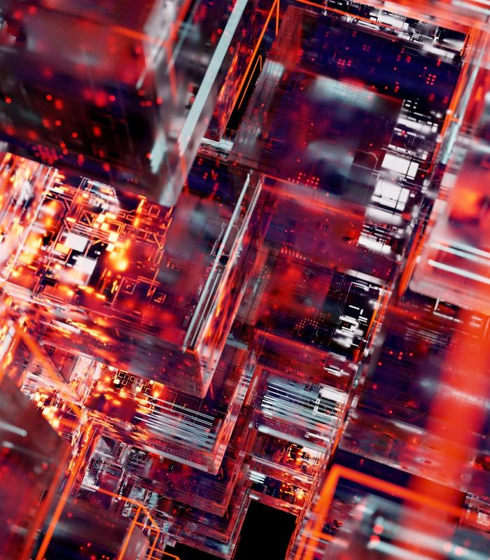 Abstract digital neon elements representing focus and visual clarity